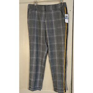 Project 28 Womens Mensware Black White Plaid Casual Trouser Pants Size Med Trim